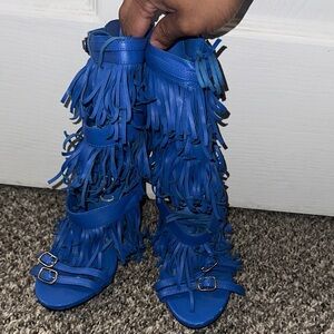 Privileged Royal Blue Fringe Heels